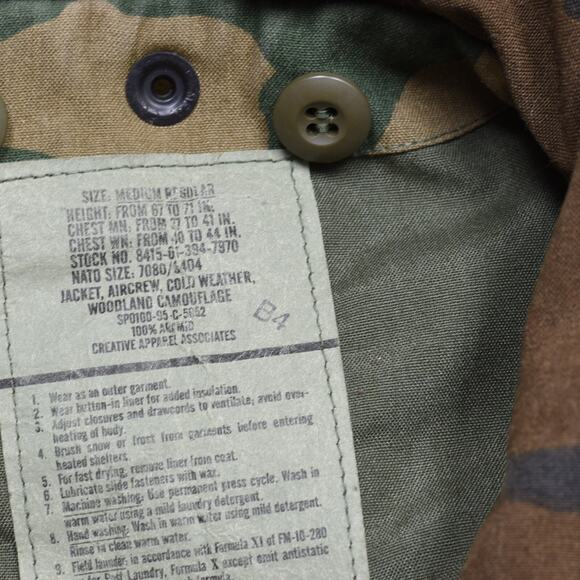 Creative Apparel Men's Jacket Aramid Military Brown Size M Aircrew Cold Camo - Picture 8 of 8